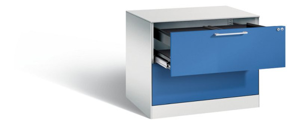 C+P hangende archiefkast Asisto, H710xB800xD600mm, kleur: lichtgrijs / gentiaanblauw, beugelgreep, 146273-212 S10090