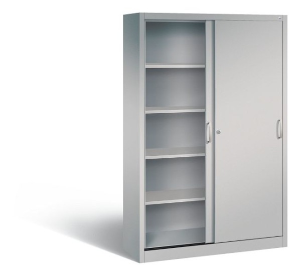 C+P schuifdeurkast Acurado, H1950xB1200xD400mm, kleur: wit aluminium, beugelgreep, 5 FH, 2040-00 S10175