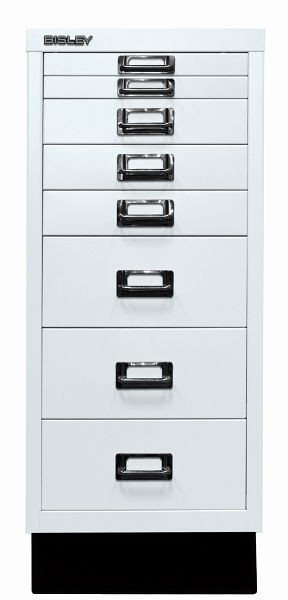 Bisley MultiDrawer™, 29-serie met onderstel, DIN A4, 8 laden, lichtgrijs, L298S645