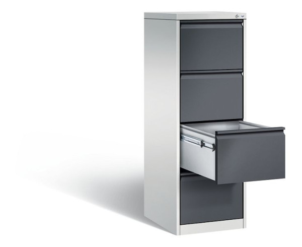 C+P hangarchiefkast Acurado, H1357xB433xD590mm, kleur: lichtgrijs/zwartgrijs, handgreep, 12434-311 S10012