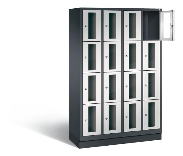 C+P lockerkast Classic, H1800xB1190xD500mm, kleur: zwartgrijs/lichtgrijs, 8020A404 S10013