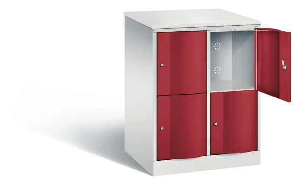 C+P XL lockerkast Resisto, H1077xW772xD640mm, kleur: lichtgrijs/robijnrood, 8472-273 S10047