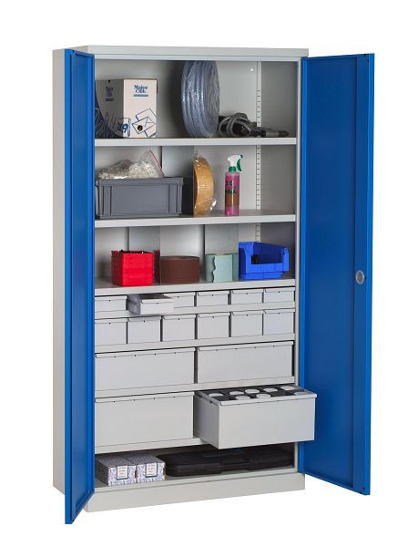 SOFAME ingerichte werkplaatskast 1000x500x1950mm, 6 laden + 6 laden + 2 laden + 2 laden + 7 planken, hemelsblauw, W030090027GCBI