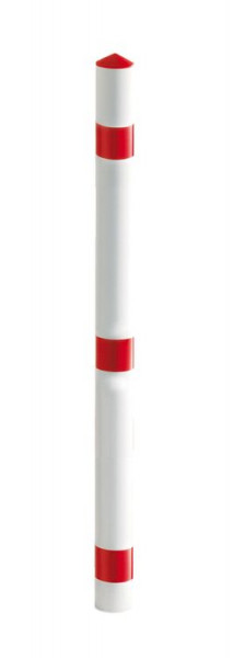 Afzetpaal "Acero" Ø76mm van staal, voor pluggen, (basisplaat 200x200mm), verzinkt en gecoat, rood/wit, 13472-rw