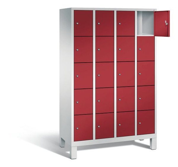 C+P lockerkast Evolo, H1850xW1190xD500mm, kleur: lichtgrijs/robijnrood, 48010-405 S10064