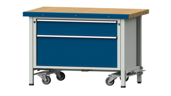 ANKE werkbanken Kastwerkbank, model 15 VX, 1270 x 800 x 850 mm, RAL 7035/5010, BMP 50 mm, met neerlaatbare aandrijfinrichting, 340.073