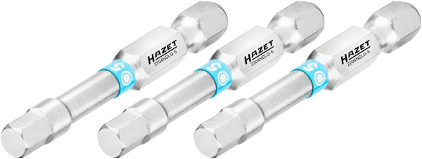 Hazet bit, massief zeskant 6,3 (1/4 inch), binnenzeskant profiel, 5 mm, aantal gereedschappen: 3, lange uitvoering, sleutelmaat: 5 mm, 2204NSLG-5/3