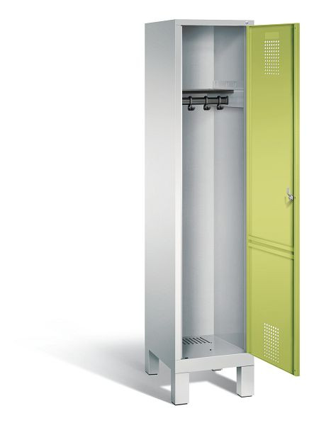 C+P Evolo garderobe, H1850xB420xD500mm, kleur: lichtgrijs / virid groen, 48010-12 S10255