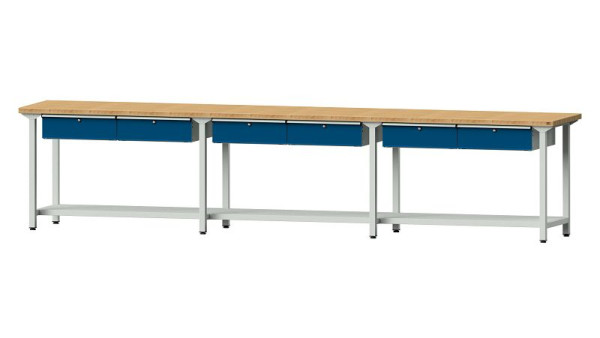 ANKE werkbanken werktafel, model 105, 4050 x 700 x 890 mm, RAL 7035/5010, BMP 40 mm, 400.517