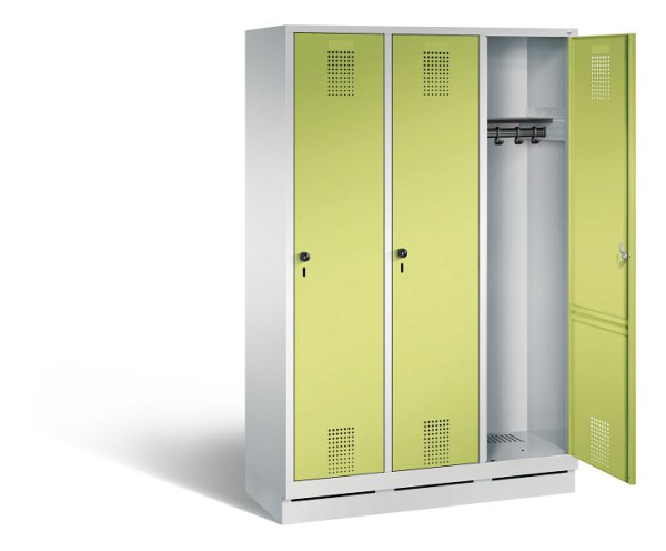 C + P Evolo garderobe, H1800xB1200xD500mm, kleur: lichtgrijs / virid groen, 48020-32 S10219