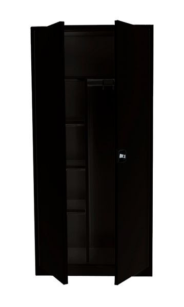 Lüllmann stalen kledingwas- / kledingarchiefkast, 1800 x 800 x 380 mm, gitzwart/gitzwart, 545529