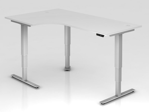 Hammerbacher zit-sta hoektafel elektrisch 200x120cm 90° wit, hoekvorm 90°, links of rechts te monteren, VXDSM82/W/S