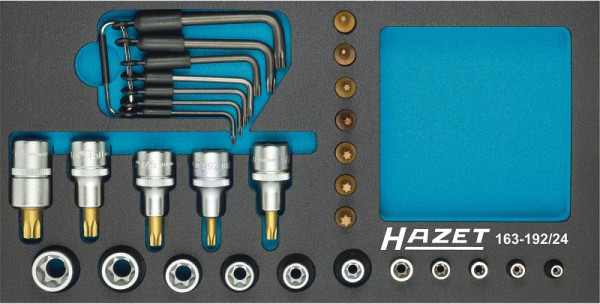 Hazet TORX® dopsleutelset, hol vierkant 12,5 mm, hol vierkant 6,3 mm, buiten TORX® profiel, binnen TORX® profiel, 163-192/24