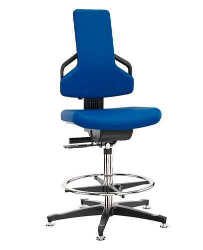 Dauphin Premium werkstoel, bekleding stof blauw, vloerglijders, voetring, 266-919