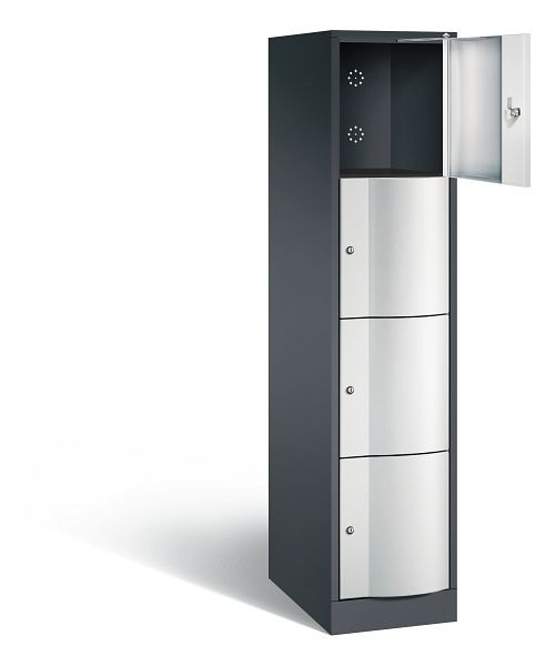 C+P XL lockerkast Resisto, H1950xB396xD640mm, kleur: zwartgrijs/lichtgrijs, 8470-173 S10014
