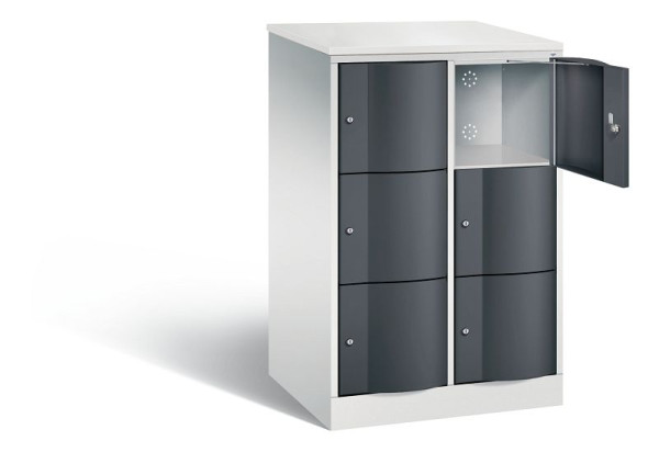 C+P XL lockerkast Resisto, H1255xB772xD640mm, kleur: lichtgrijs / zwartgrijs, 8573-273 S10131