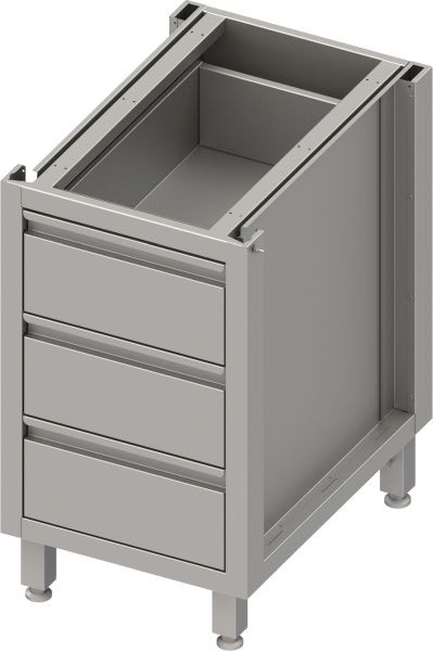 Stalgast RVS lade onderkast versie 2.0, voor poten/plintframes, drie lades 450x640x660 mm, BX45655