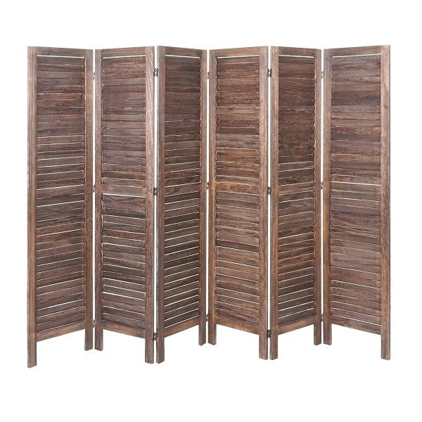 Mendler Paravent HWC-G30, scheidingswand, room divider, shabby look 170x240cm, bruin, 67531
