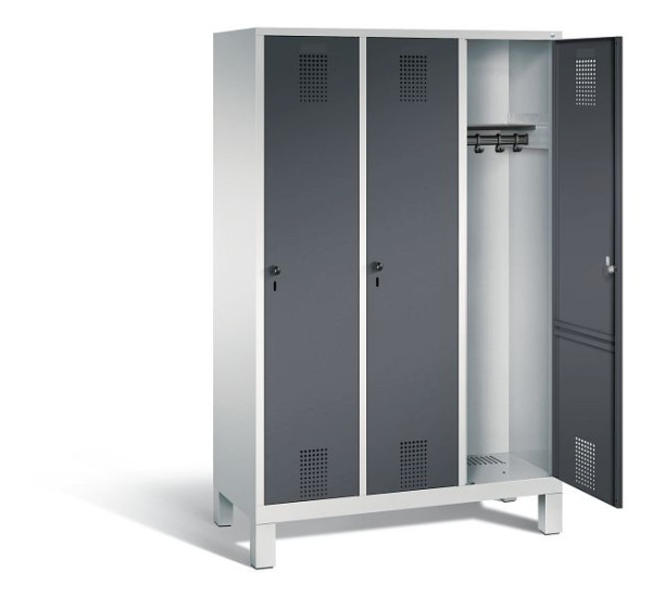 C+P garderobe Evolo, H1850xB1200xD500mm, kleur: lichtgrijs / zwartgrijs, 48010-32 S10022