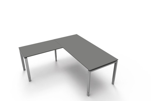 Kerkmann bureau, B 1800 x D 800 x H 680-820 mm met aanschuiftafel, vorm 5, kleur: grafiet, 11418512