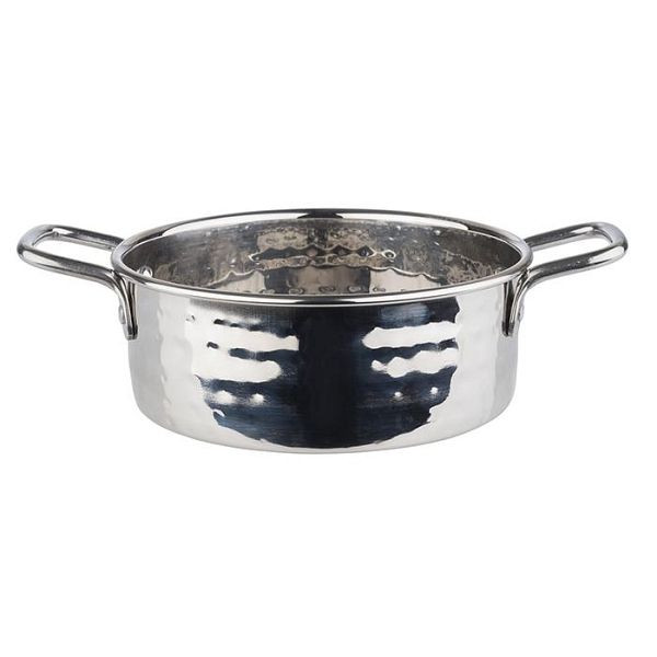 APS serveerpot, Ø 13,5 cm, hoogte: 5 cm, RVS, 0,55 liter, gehamerd oppervlak, handgreep: 3 cm, 40187