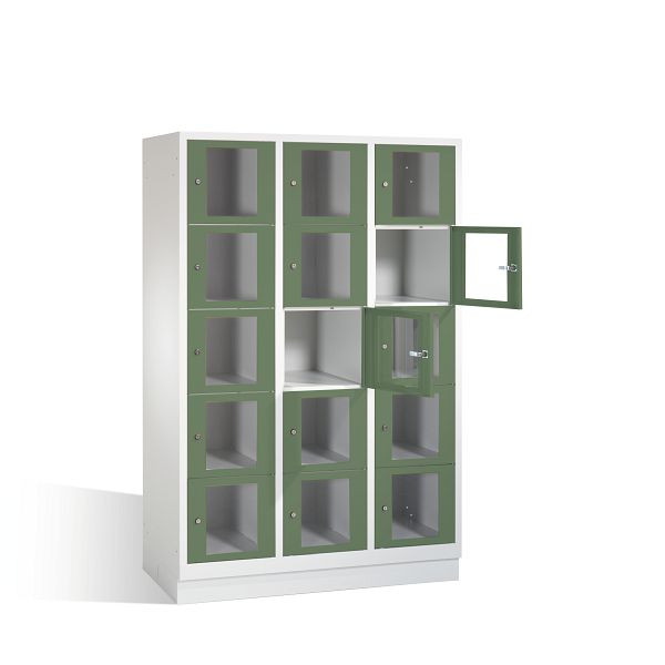 C+P lockerkast Classic, H1800xB1200xD500mm, kleur: lichtgrijs / reseda groen, 8020A325 S10004