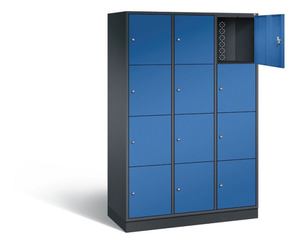 C+P XL lockerkast Intro, H1950xW1220xD490mm, kleur: zwartgrijs / gentiaanblauw, 8470-302 S10267
