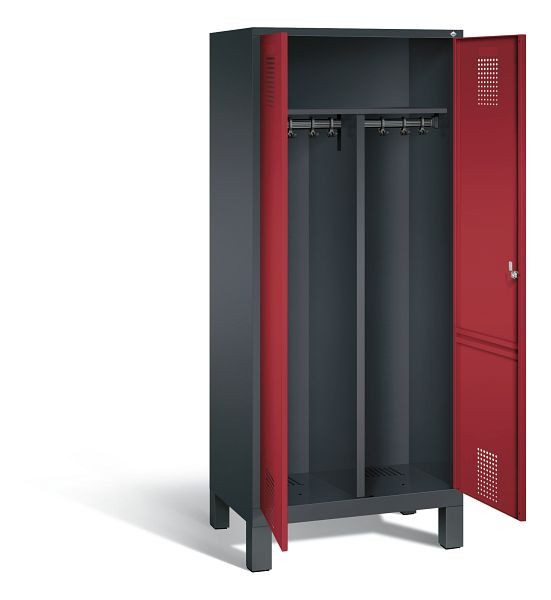 C+P zwart wit locker Evolo, H1850xW810xD500mm, kleur: zwart-grijs/robijnrood, 48012-22 S10120
