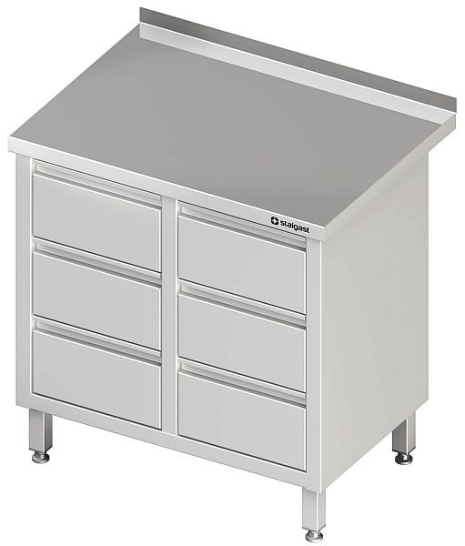 Stalgast ladekast breedte 840 mm, hoogte 850 mm, met 2x3 lades, gelast, zonder opstand