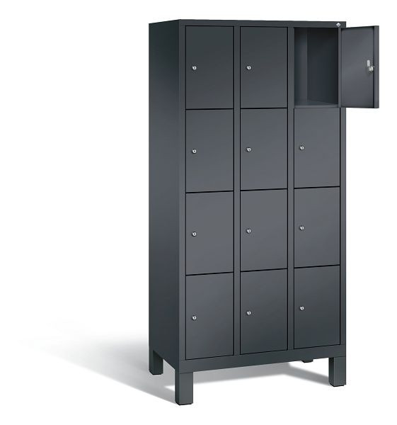 C+P lockerkast Evolo, H1850xB900xD500mm, kleur: zwart-grijs, 48010-304 S10017