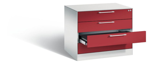 C+P archiefkast Asisto, H710xB800xD600mm, kleur: lichtgrijs/robijnrood, beugelgreep, 146273-424 S10023