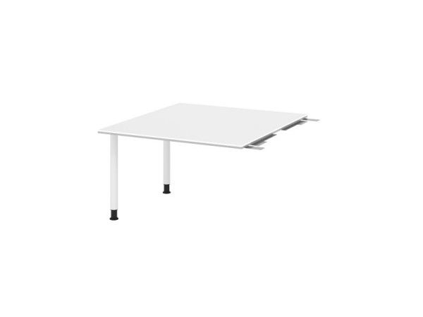 Hammerbacher tussenplaat VKT, kleur tafelblad: wit, plaat: 1200 x 1300 x 25 mm, ronde buisvoet wit, werkhoogte: 720 - 740 mm, VKT12C/W/W