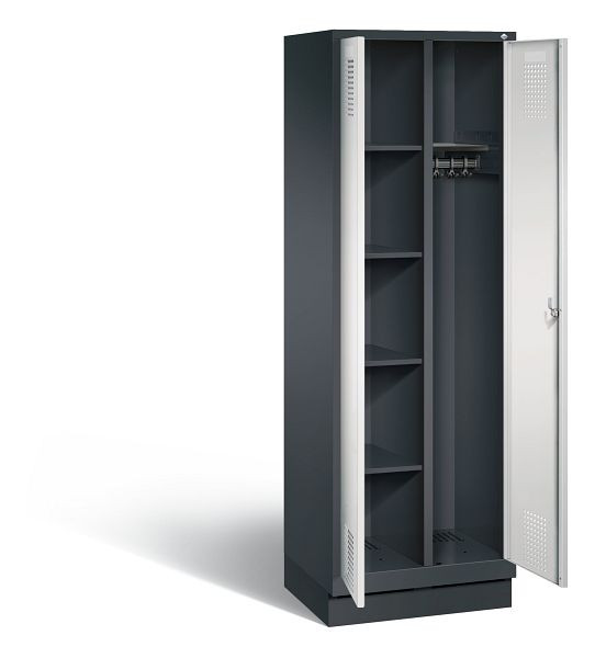 C+P reinigingsmiddelenkast Evolo, H1800xB610xD500mm, kleur: zwartgrijs/lichtgrijs, 48160-20 S10082