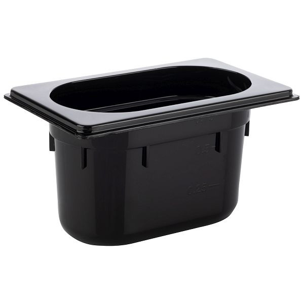 APS GN 1/9 bak, 17,6 x 10,8 cm, diepte: 100 mm, polycarbonaat, zwart, 1 liter, 82081
