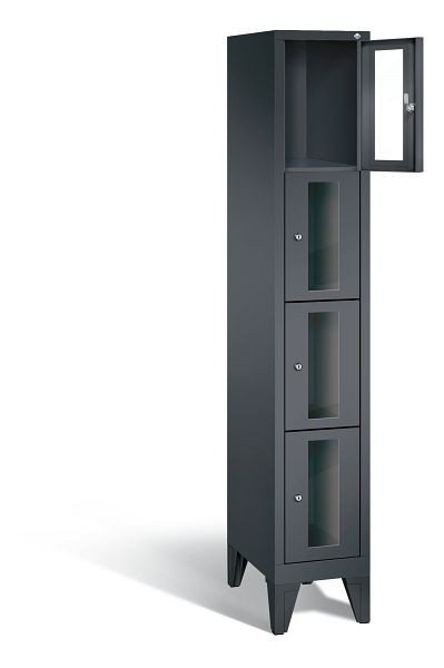 C+P lockerkast Classic, H1850xB320xD500mm, kleur: zwart-grijs, 8010A104 S10014