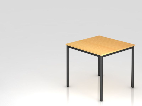 Hammerbacher vergadertafel rond onderstel 80x80 beuken/zwart, rechthoekige vorm, VDR08/6/D