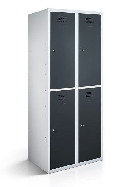KEMMLIT garderobekast met 2 vakken en 4 deuren 40cm met gesloten bodem, antracietgrijs 7016, draaibare sluiting, 100270