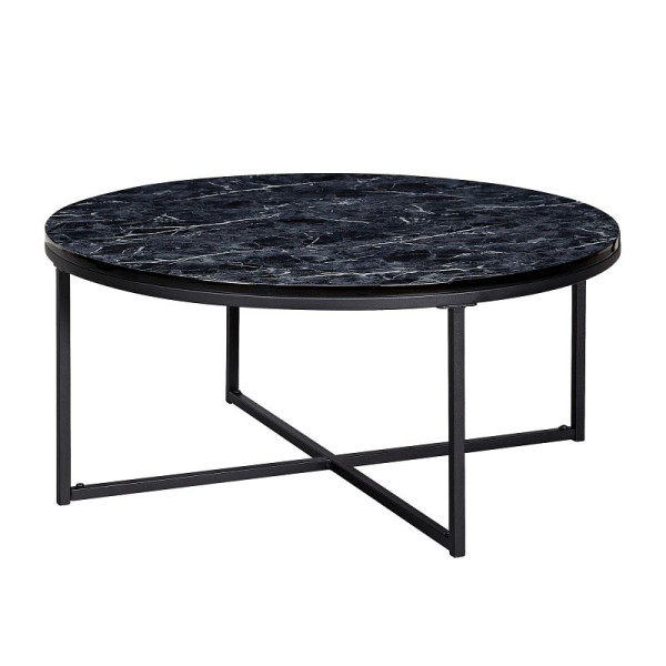 Wohnling salontafel 80x36x80 cm met marmerlook zwart, met metalen frame, WL6.247
