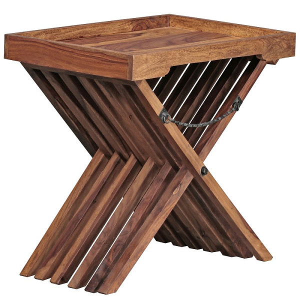 Wohnling bijzettafel MUMBAI massief hout Sheesham design, dienblad en tafelframe, opvouwbaar, landhuisstijl, WL1.737