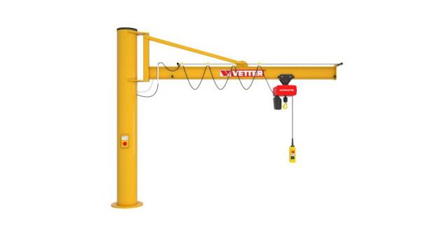Vetter 500 kg, 5,0 m PRAKTIKUS kolomzwenkkraan + composiet ankersysteem + elektrische kettingtakel, PS5-5.0 + VAS2 + SiXX4F-HF