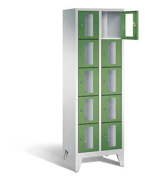 C+P lockerkast Classic, H1850xB610xD500mm, kleur: lichtgrijs / reseda groen, 8010A205 S10004