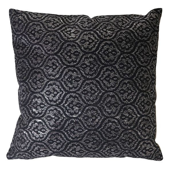 Mendler sierkussen barok, bankkussen sierkussen met vulling, zwart glanzend effect 45x45cm, 51879