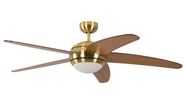 Pepeo Deckenventilator Melton Messing / Ahorn 132 cm mit Beleuchtung und Fernbedienung, 13422010132v1