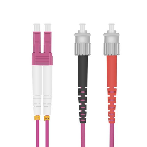 Helos glasvezel patchkabel LC/ST Duplex50/125µm OM4 heide violet 20,0m, 126434