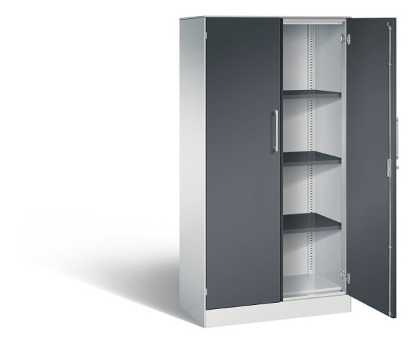 C+P vleugeldeurkast Asisto, H1635xB800xD435mm, kleur: lichtgrijs/zwartgrijs, beugelgreep, 4 niveaus, 141013-000 S10110