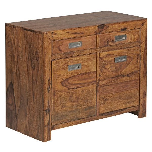 Wohnling dressoir MUMBAI massief sheeshamhout 90 cm 2 laden 2 deuren design, landhuisstijl bruin naturel, WL1.316