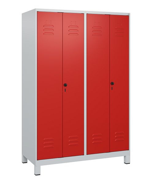 C+P Umkleidespind Classic PLUS SW, Füße, 4 Abteile, 1800x1200x500mm, 7035/3020, Drehriegel, 0800127-40 S10002