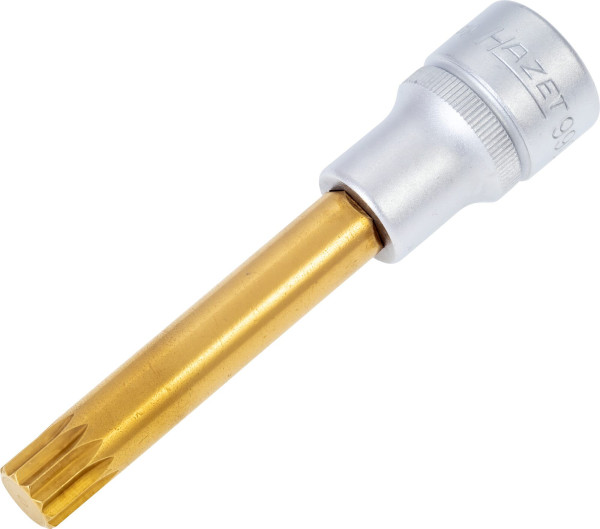 Hazet schroevendraaierdop, hol vierkant 12,5 mm, intern meertands profiel XZN, M12, lange versie met karteling, 990LG-12