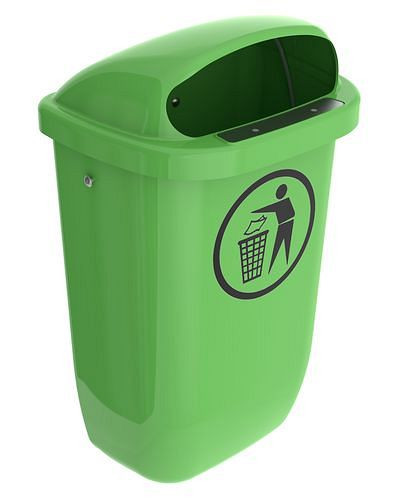 SULO afvalbak van polyethyleen (PE), voor wandmontage, 50 liter inhoud, groen, 116028