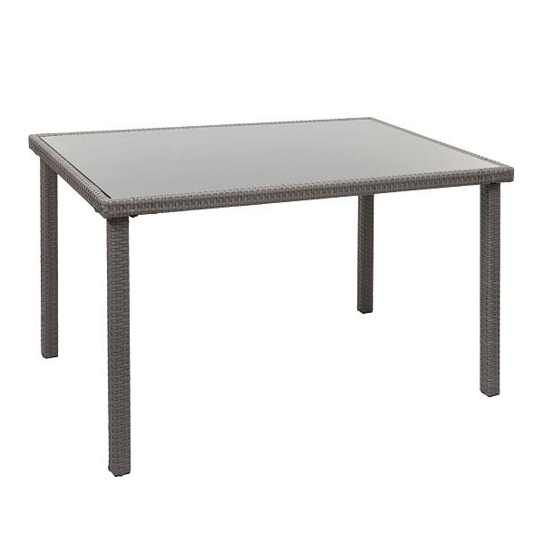 Mendler poly rotan tafel HWC-G19, tuintafel balkontafel, 120x75cm, grijs, 97137